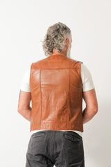 Herren Style Lederweste aus Lammnappa in cognac vintage Look