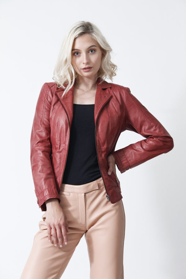 Damen Lederjacke in Lammnappa rot, Leder Schmidt Online Kassel