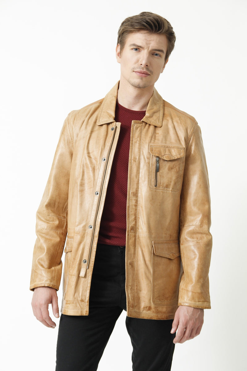 super leichte Herren Jacke in cognac  aus Lammnappa -Leder Schmidt Online 