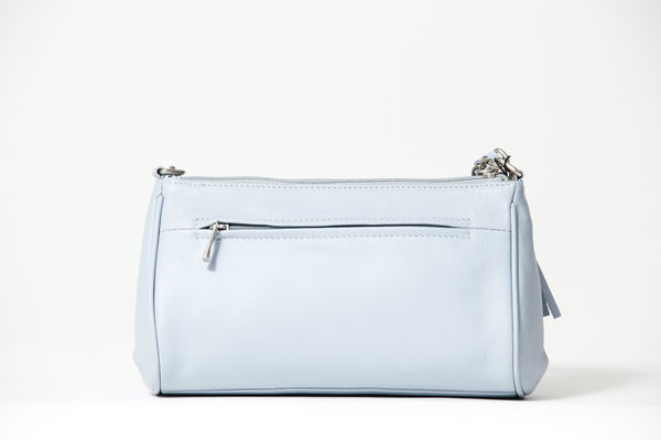 Kleine Damen Ausgehtasche aus echtem Rindleder in Aqua Blau