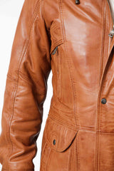 Herren Lederparka in Cognac Vintage Look aus Lammnappa mit Kapuze